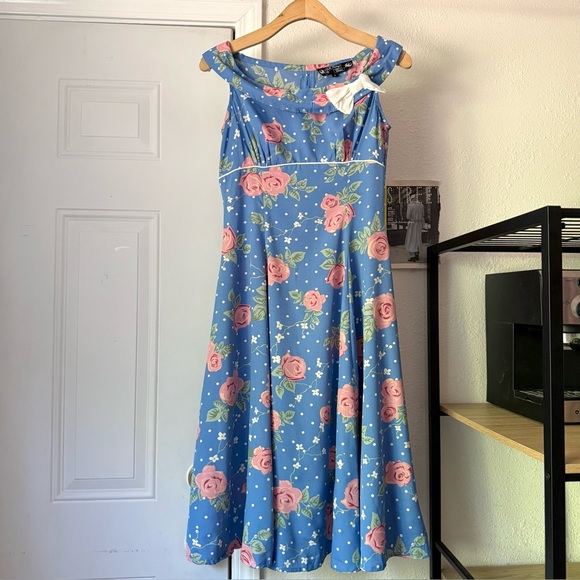 hell bunny blue floral dress Camellia Midi Dress main image 0